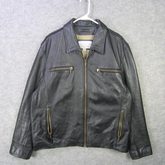 Wilsons Leather Jacket Mens XL M Julian Motorcycle Biker Zip Up Pockets Classic - Picture 1 of 7